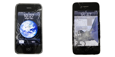 iPhone3Gのフロントパネルひび割れ